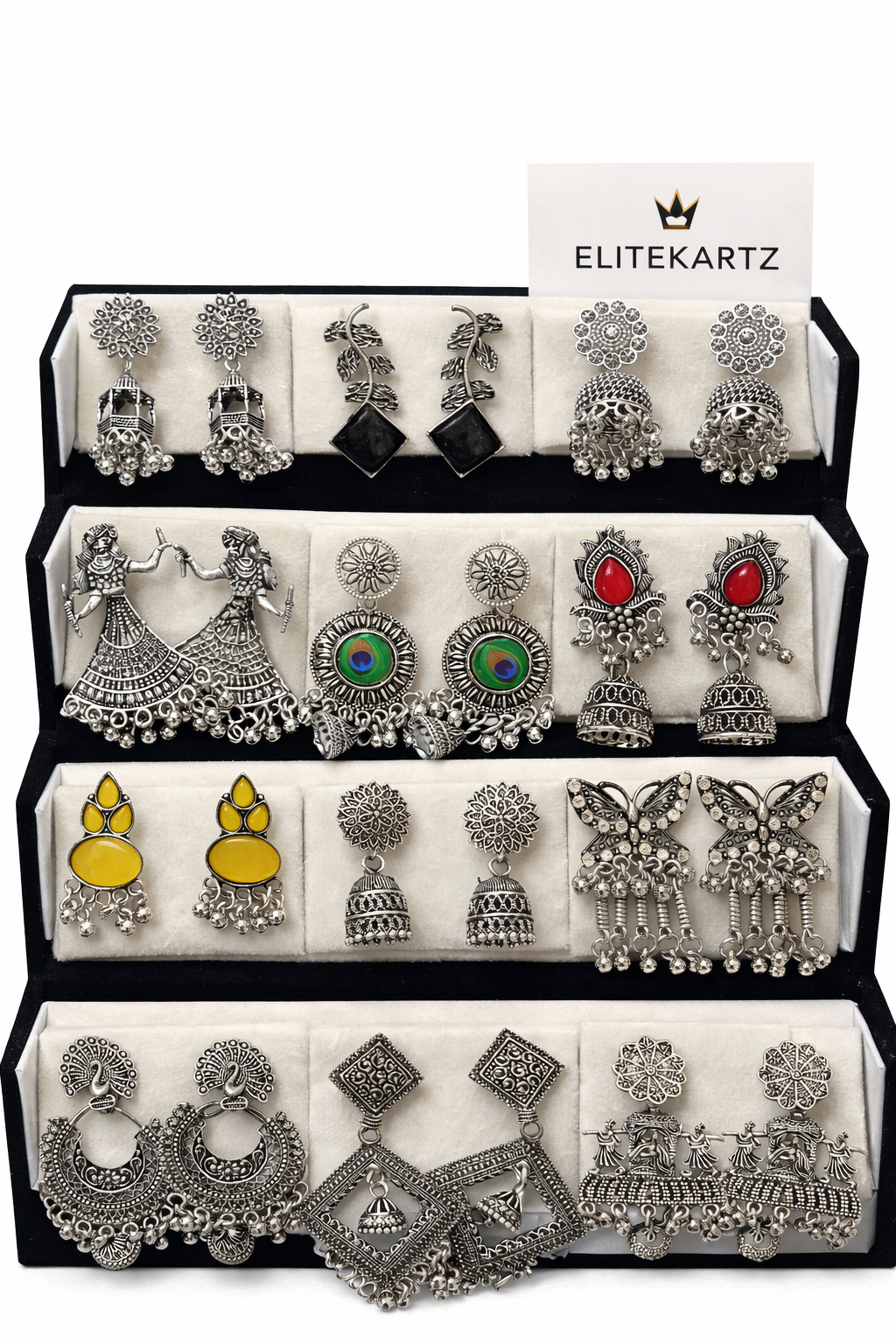 12 Pairs Artificial Earrings Combo Box for Women | Stylish Party, Wedding & Daily Wear Earrings Set