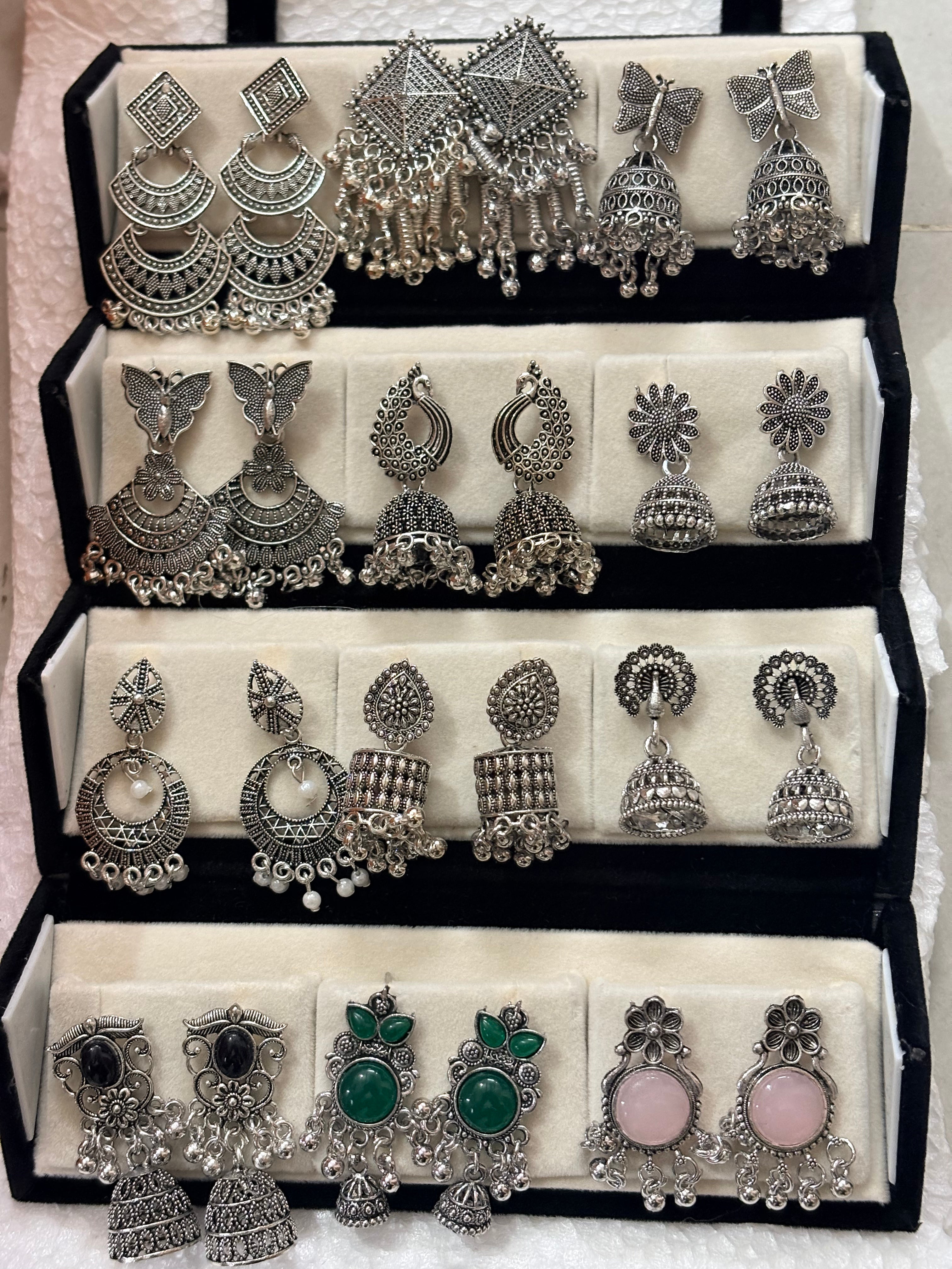 12 Pairs Artificial Earrings Combo Box for Women | Stylish Party, Wedding & Daily Wear Earrings Set