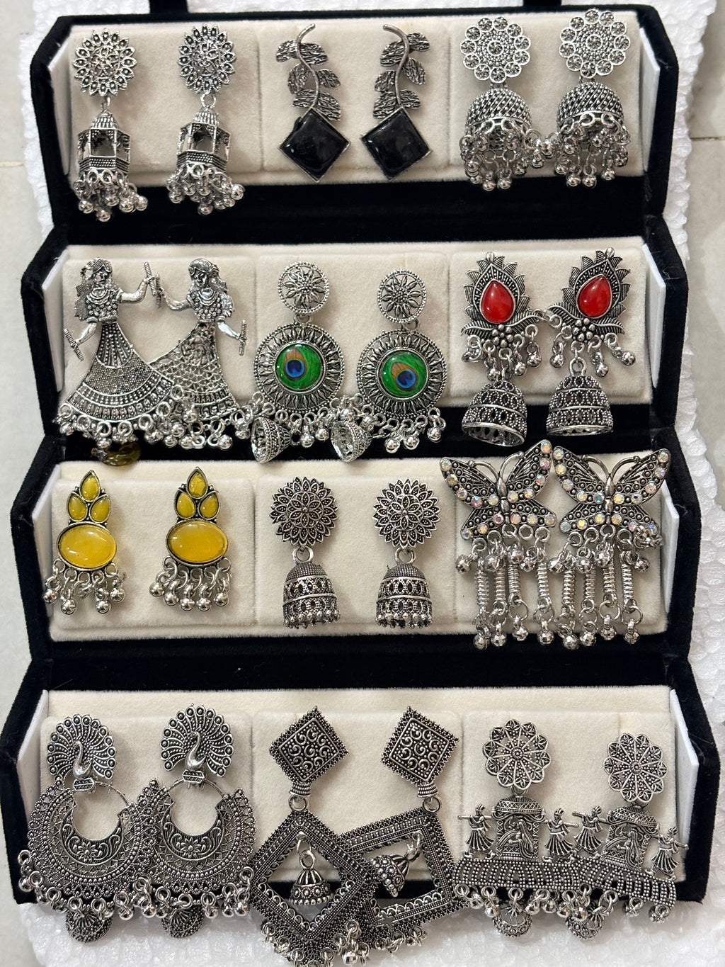 12 Pairs Artificial Earrings Combo Box for Women | Stylish Party, Wedding & Daily Wear Earrings Set