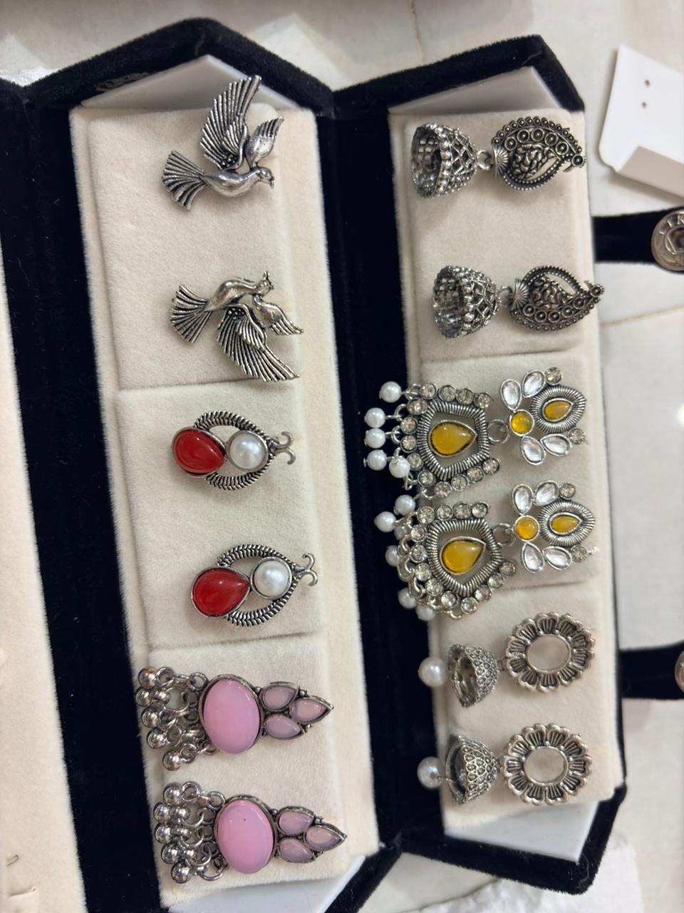 12 Pairs Artificial Earrings Combo Box for Women | Stylish Party, Wedding & Daily Wear Earrings Set