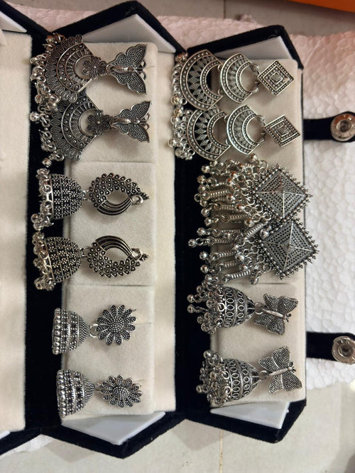 12 Pairs Artificial Earrings Combo Box for Women | Stylish Party, Wedding & Daily Wear Earrings Set