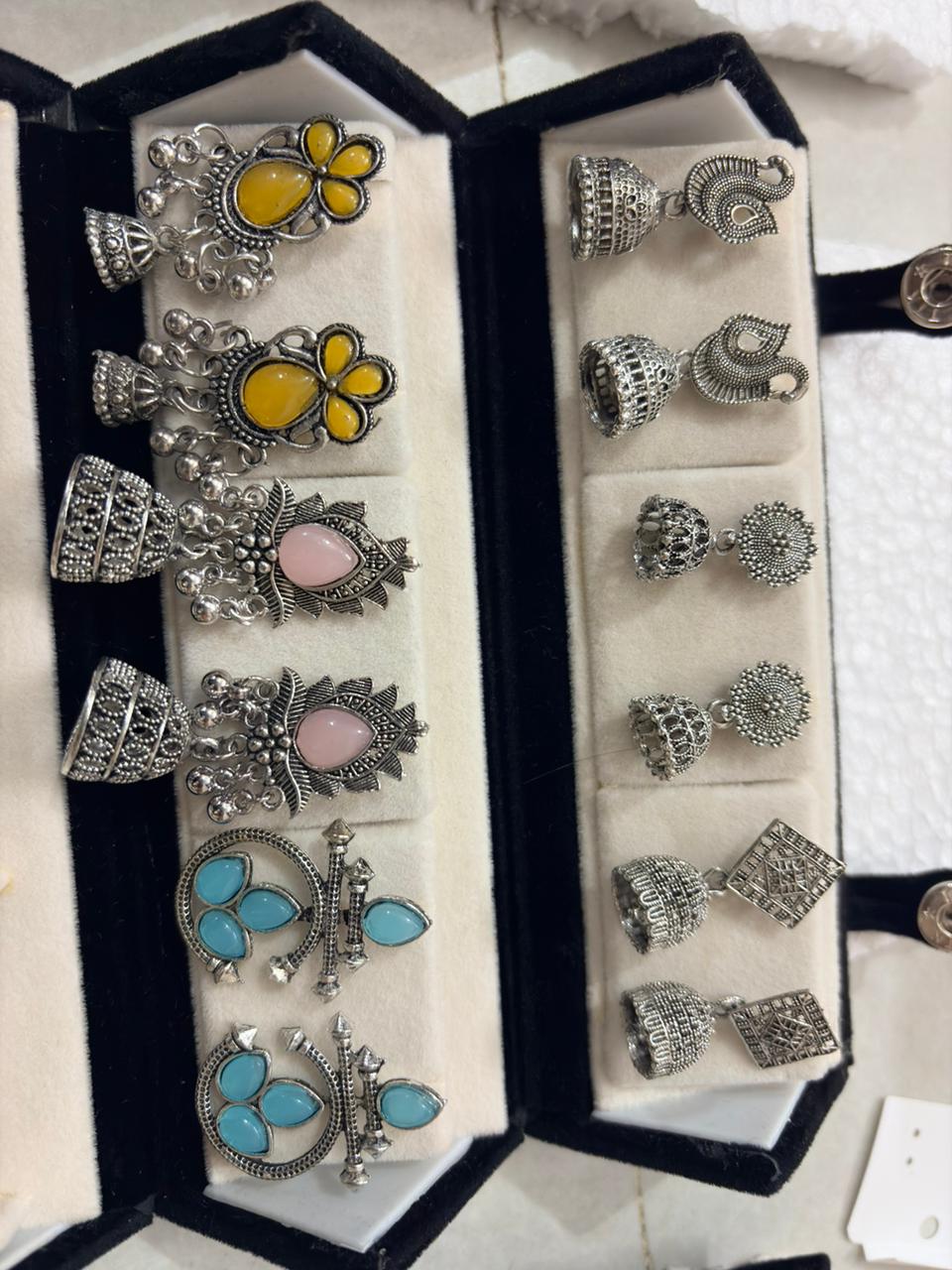 12 Pairs Artificial Earrings Combo Box for Women | Stylish Party, Wedding & Daily Wear Earrings Set