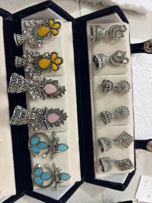 12 Pairs Artificial Earrings Combo Box for Women | Stylish Party, Wedding & Daily Wear Earrings Set