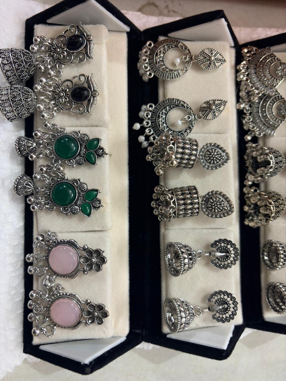 12 Pairs Artificial Earrings Combo Box for Women | Stylish Party, Wedding & Daily Wear Earrings Set