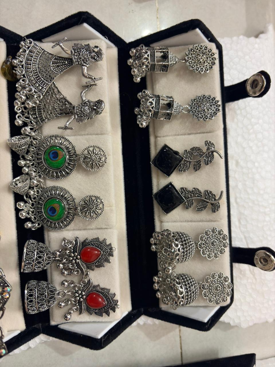 12 Pairs Artificial Earrings Combo Box for Women | Stylish Party, Wedding & Daily Wear Earrings Set