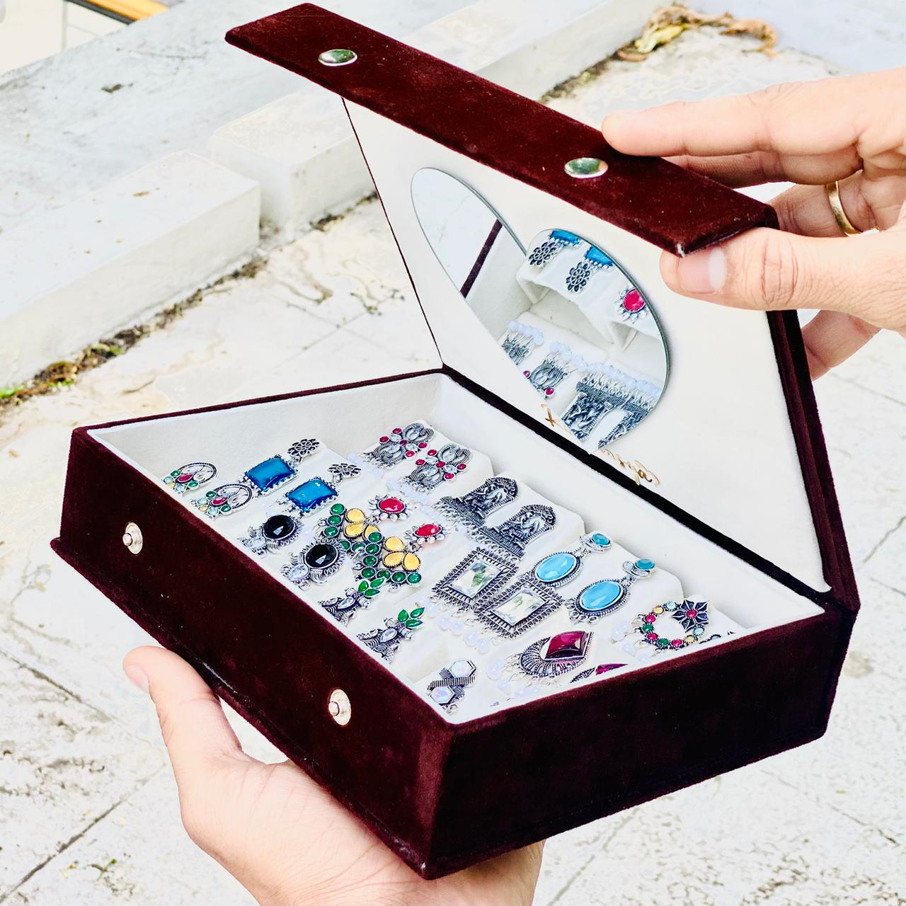 12 Pairs Oxidised Earrings Set for Women with Premium Box | Stylish Boho & Traditional Jewelry Combo | Party & Daily Wear