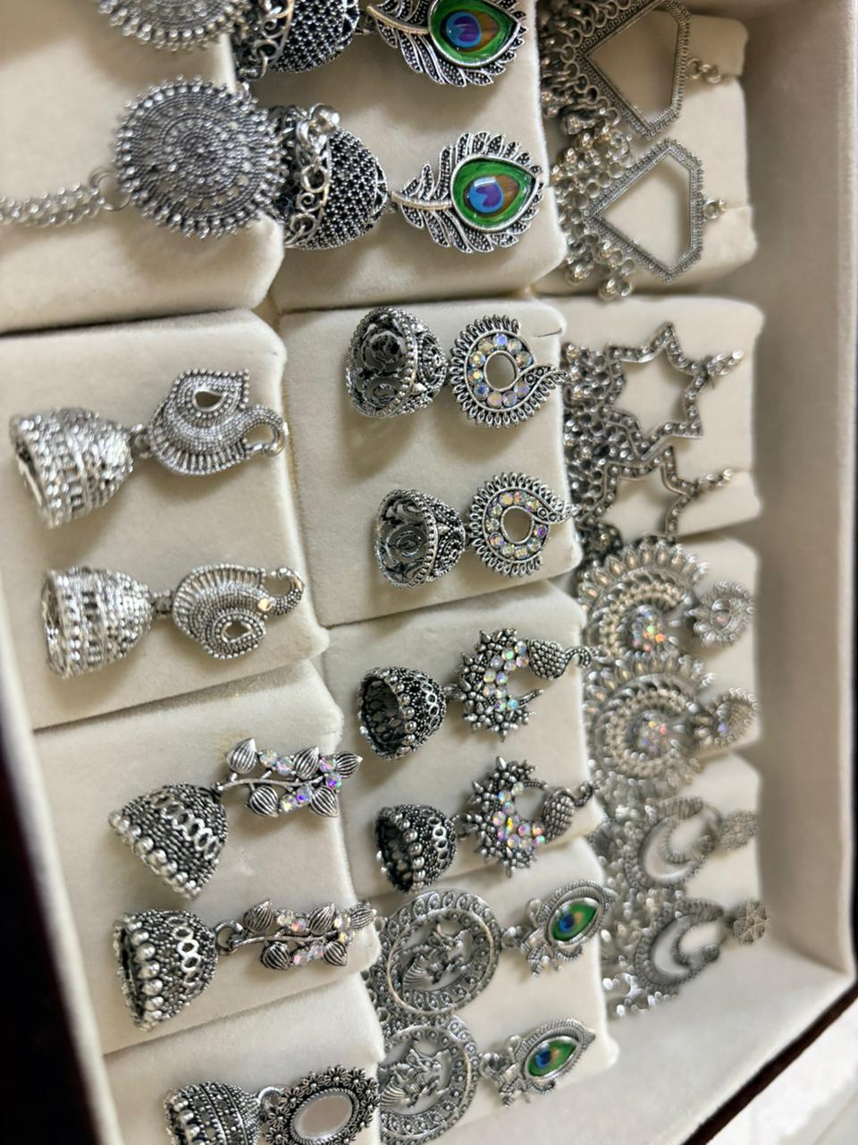 12 Pairs Oxidised Earrings Set for Women with Premium Box | Stylish Boho & Traditional Jewelry Combo | Party & Daily Wear