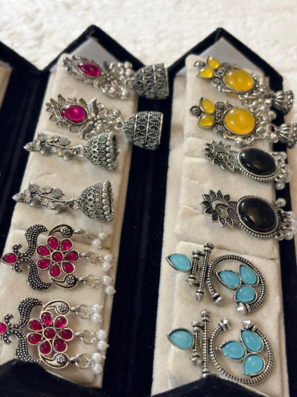 12 Pairs Artificial Earrings Combo Box for Women | Stylish Party, Wedding & Daily Wear Earrings Set