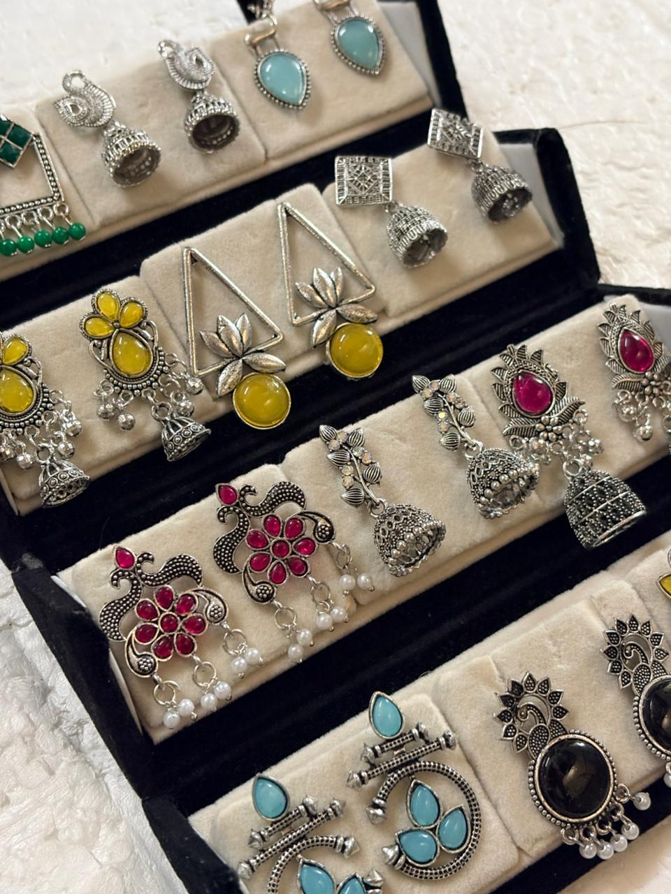 12 Pairs Artificial Earrings Combo Box for Women | Stylish Party, Wedding & Daily Wear Earrings Set