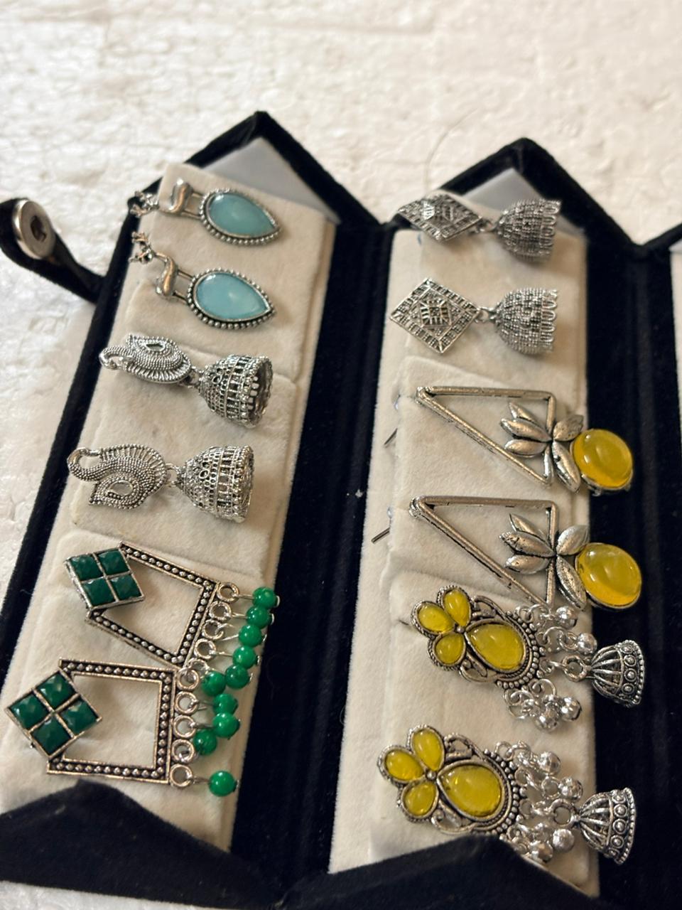 12 Pairs Artificial Earrings Combo Box for Women | Stylish Party, Wedding & Daily Wear Earrings Set