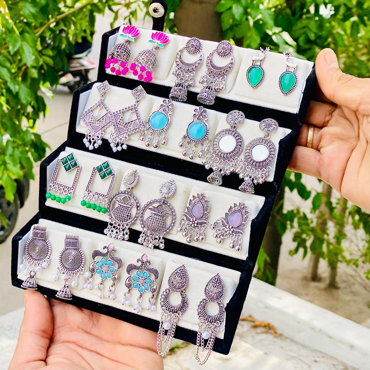 12 Pairs Artificial Earrings Combo Box for Women | Stylish Party, Wedding & Daily Wear Earrings Set