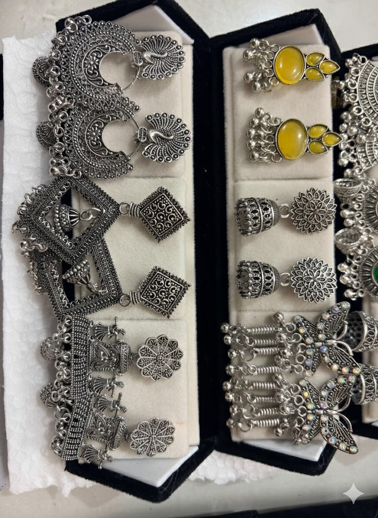 12 Pairs Artificial Earrings Combo Box for Women | Stylish Party, Wedding & Daily Wear Earrings Set