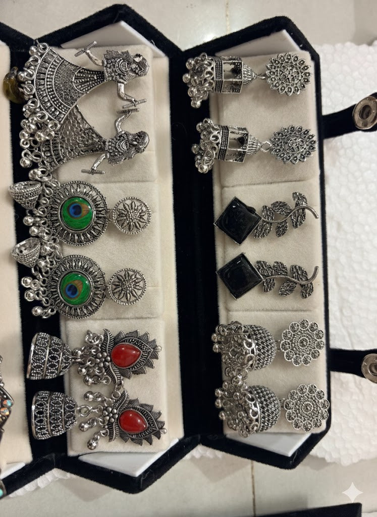 12 Pairs Artificial Earrings Combo Box for Women | Stylish Party, Wedding & Daily Wear Earrings Set