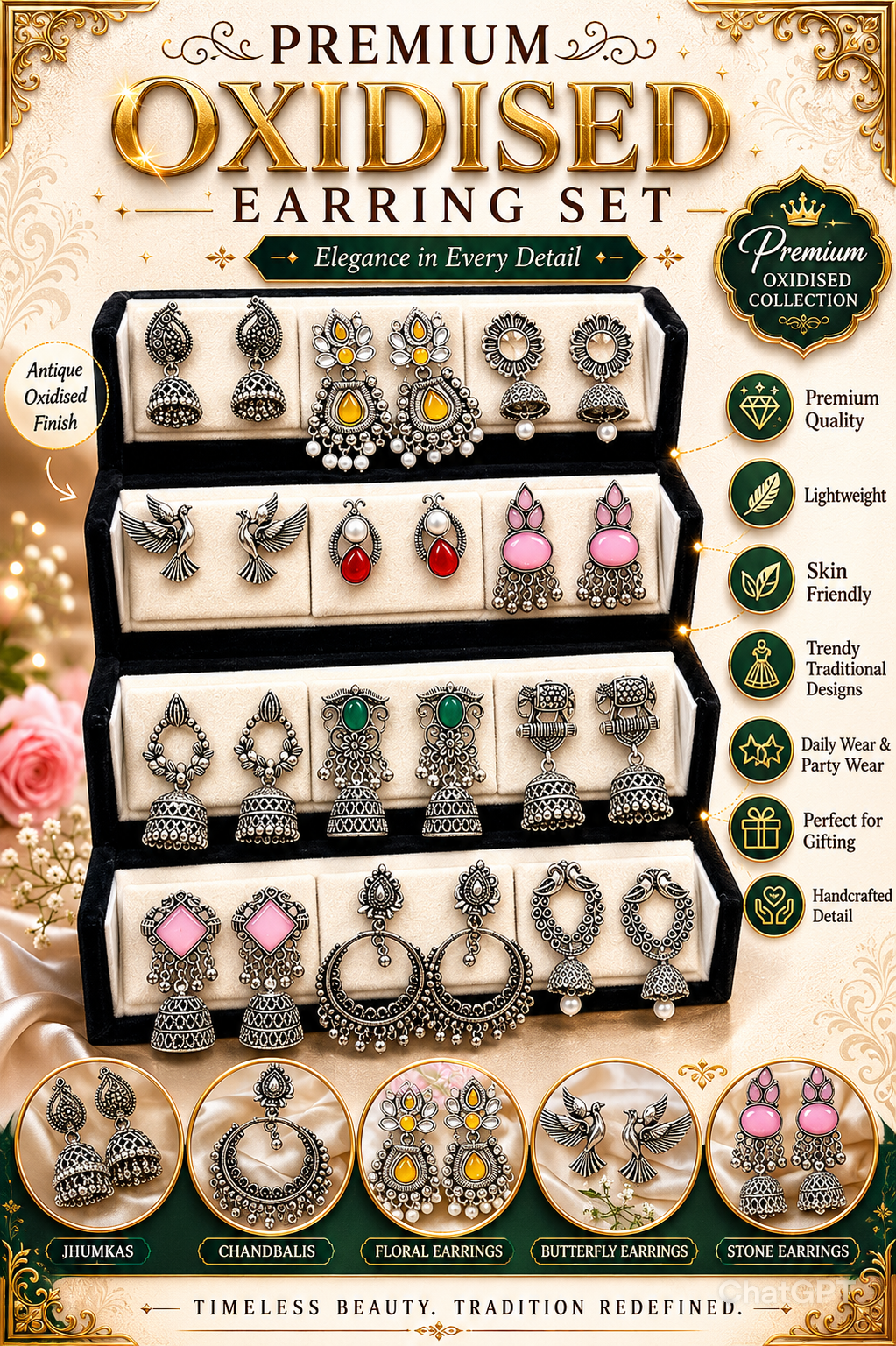 12 Pairs Artificial Earrings Combo Box for Women | Stylish Party, Wedding & Daily Wear Earrings Set
